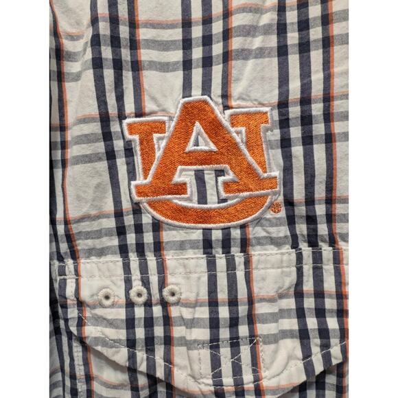 Columbia PFG Super Bonehead Auburn White Plaid Short Sleeve Shirt Mens L SEC - Picture 4 of 9